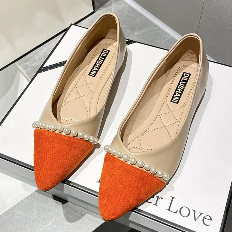 

2023 New Loafers Shallow Women Sandals String Bead Pointed Toe Summer Fashion Work Party Women Shoes Sexy Dress Mujer Zapatos