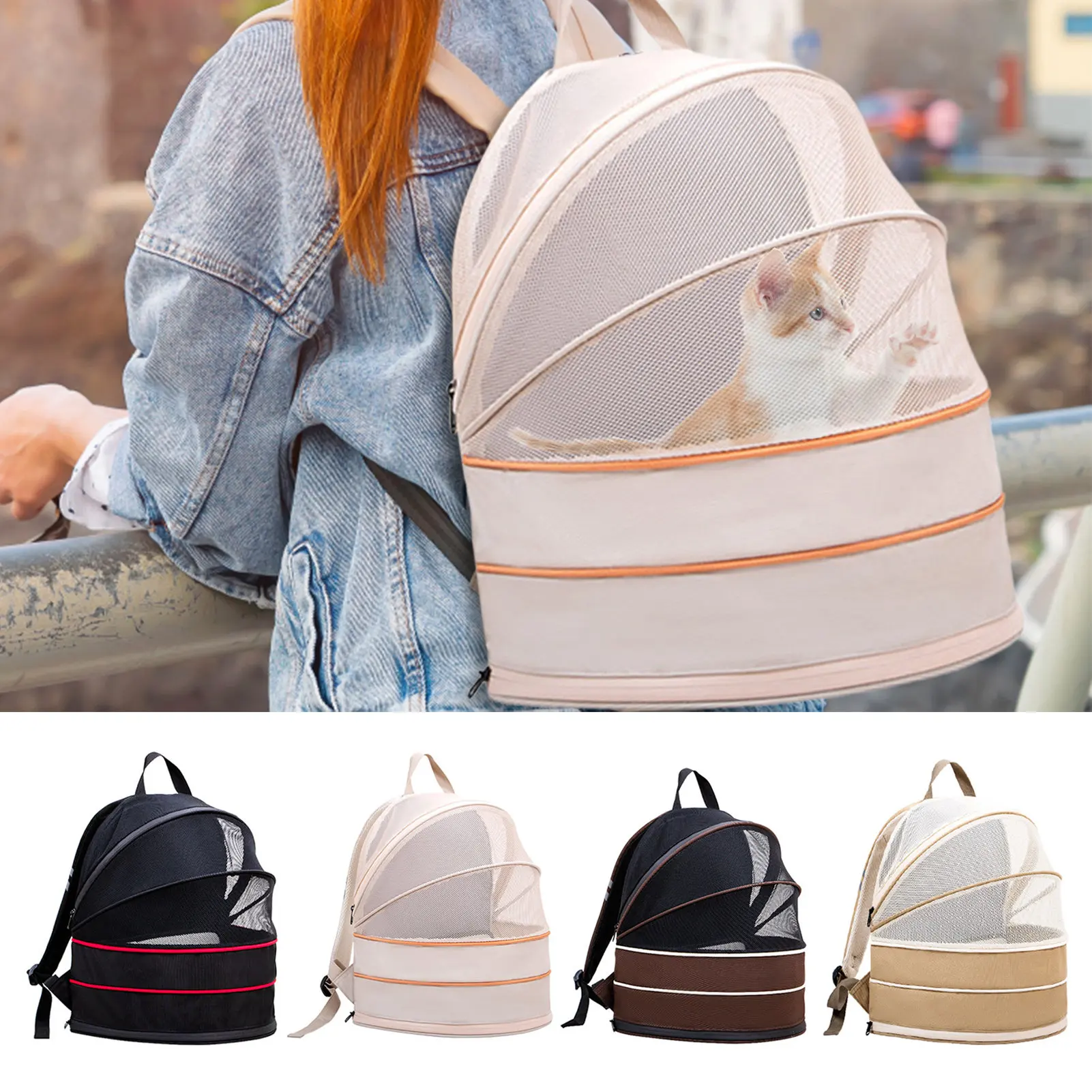 

Breathable Cat Travel Outdoor Shoulder Bag Portable Pet Carrier Backpack Expandable Dog Carriers with Breathable Mesh 26*14*11in
