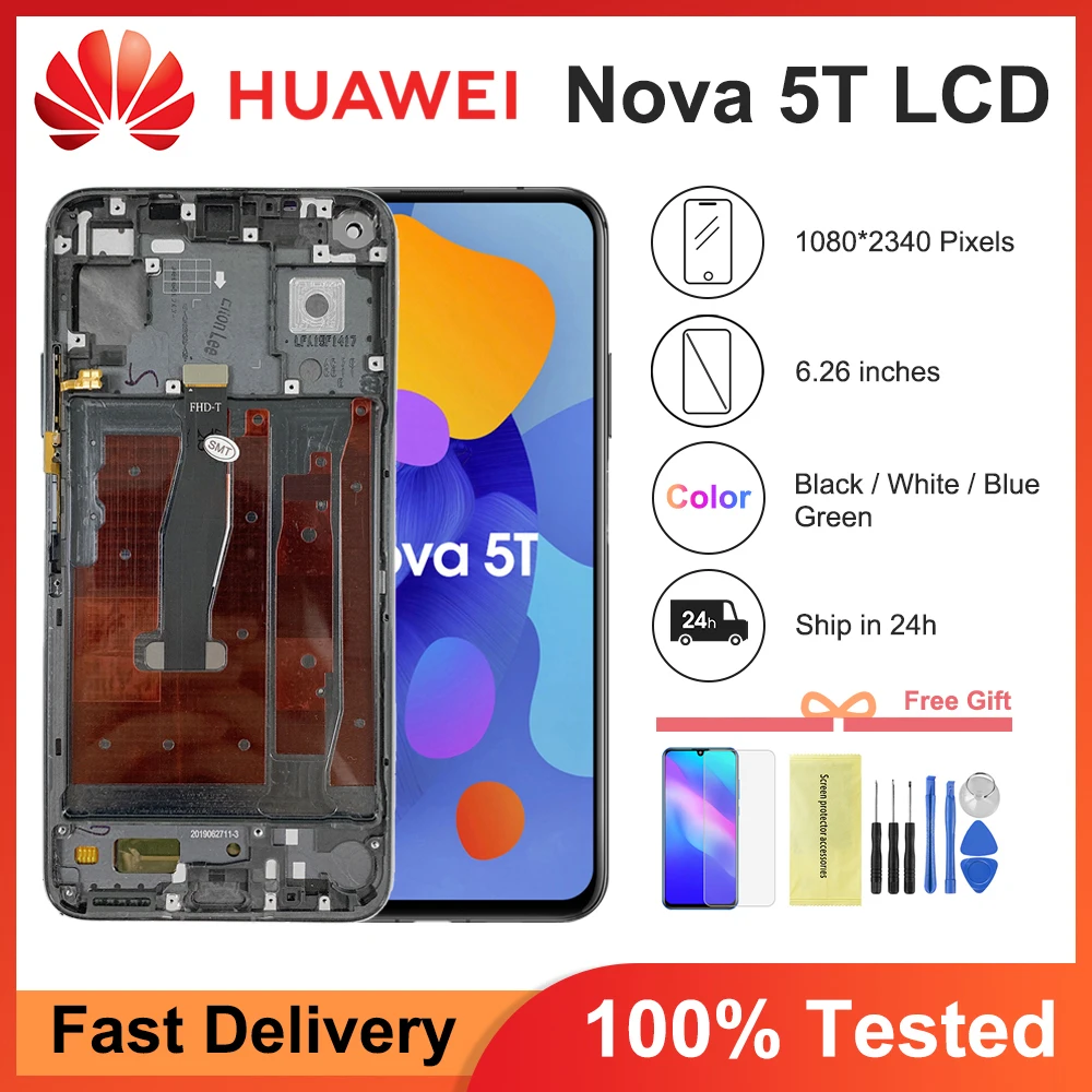 

Original 6.26'' Replace For Huawei Nova 5T YAL-L21 L61A L61D L71A LCD Screen+Touch Display Digitizer for Huawei Nova 5t Display