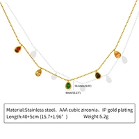 vnox temperament colorful cz stone choker necklaces for women gold tone stainless steel ball chain collar gift jewelry