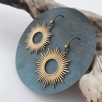 2022 new hollow round golden sun drop earrings for women fashion party accessories gear metal statement dangle earring jewelry