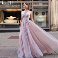 jeheth elegant a line appliques tulle evening dresses 2022 charming sleeveless floor length prom party gowns vestido de noiva