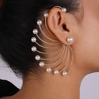 new white big boho imitation pearl round stud earrings female gold color pearl earrings korean jewelry statement stud earrings