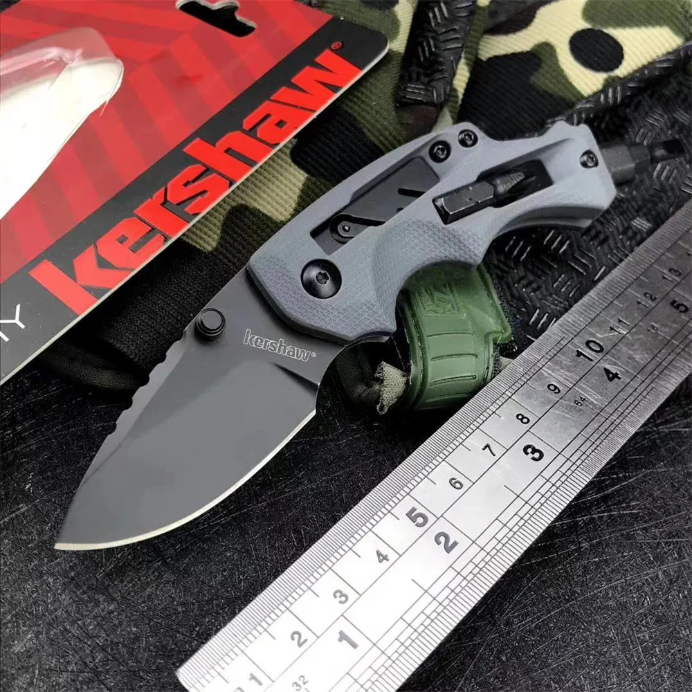 

Kershaw 8720 Shuffle DIY Pocket Folding Knife 8Cr13Mov Plain Blade Gray GFN Handle Outdoor Utility Hunting Camping Multi Tools