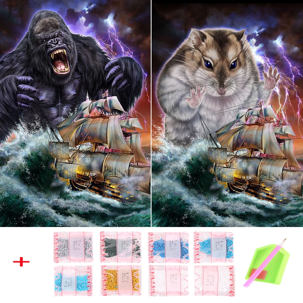 

30x40cm 5D Diamond Painting Kit Animal Siren Full Round Drill Rhinestone DIY Wall Art Crafts Mosaic Picture Home Decoration Gift
