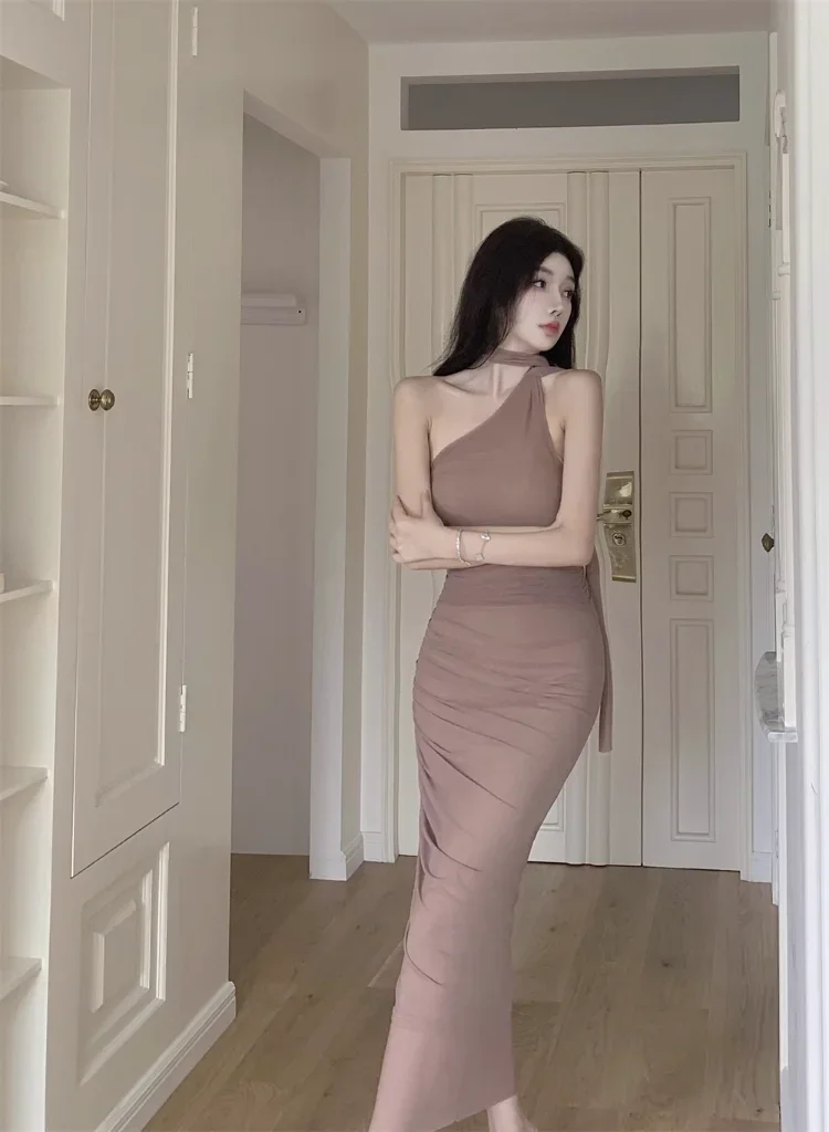 ogę eleganckie sukienki damskie bez rękawów ukośny kołnierzyk seksowna bandażowa siateczkowa patchworkowa marszczona sukienka na imprezę