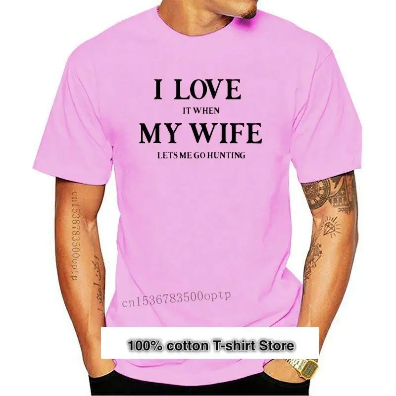 

Camiseta con cuello redondo para hombre y mujer, camisa con diseño de My Wife, Hunter Bear, Duck, Deer, jabalí, Hunt, 2021
