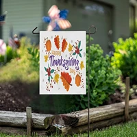 happy thanksgiving with autumn leaves burlap garden flag double sidedhouse yard flagsholiday seasonal outdoor decorative flag