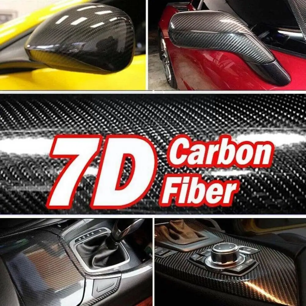 

Black Highlight 5d Carbon Fiber Automobile Sticker 10*150cm Foil Car Sticker Interior E7n1