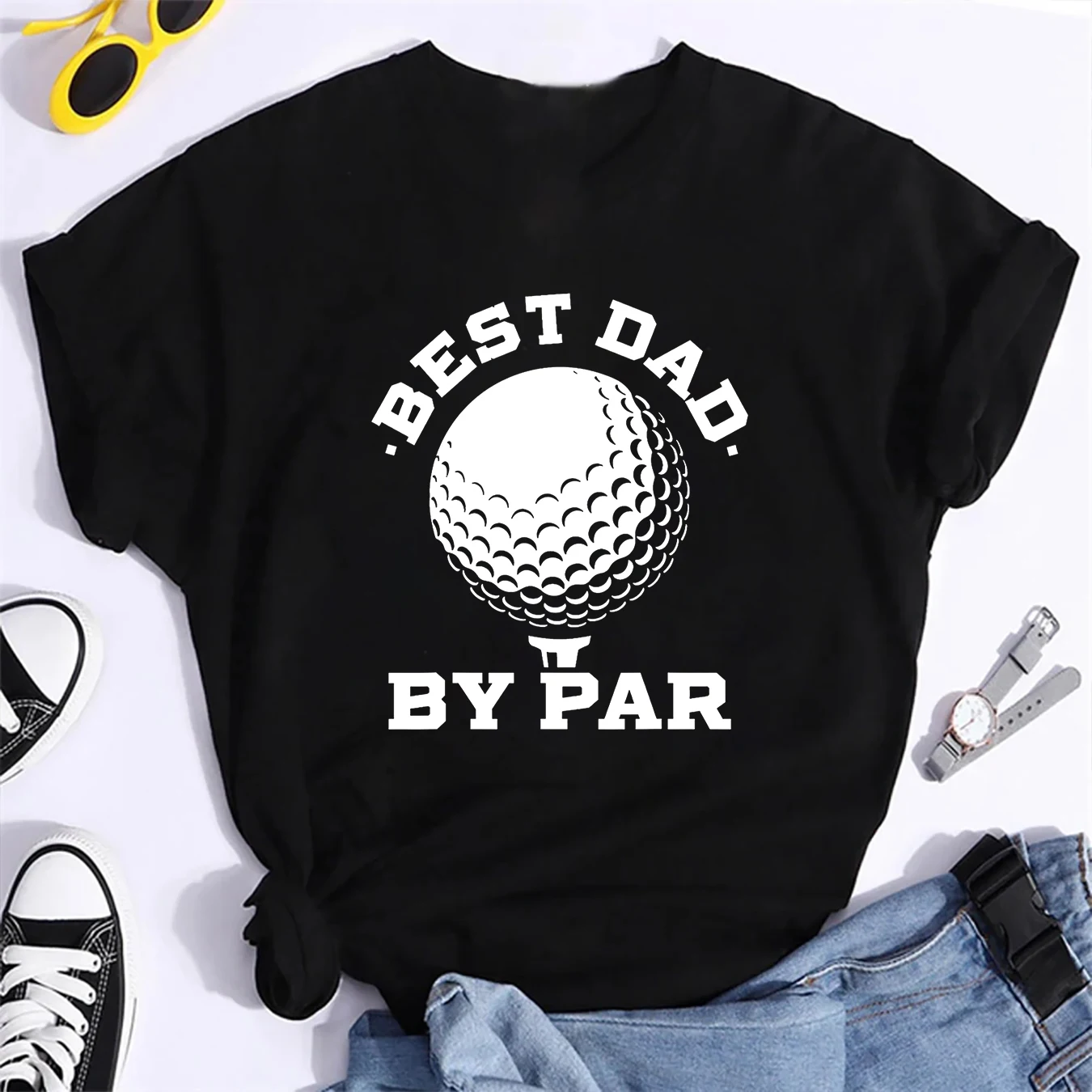 Женская футболка с коротким рукавом и принтом Best Dad by Par-Funny летняя для игры в гольф