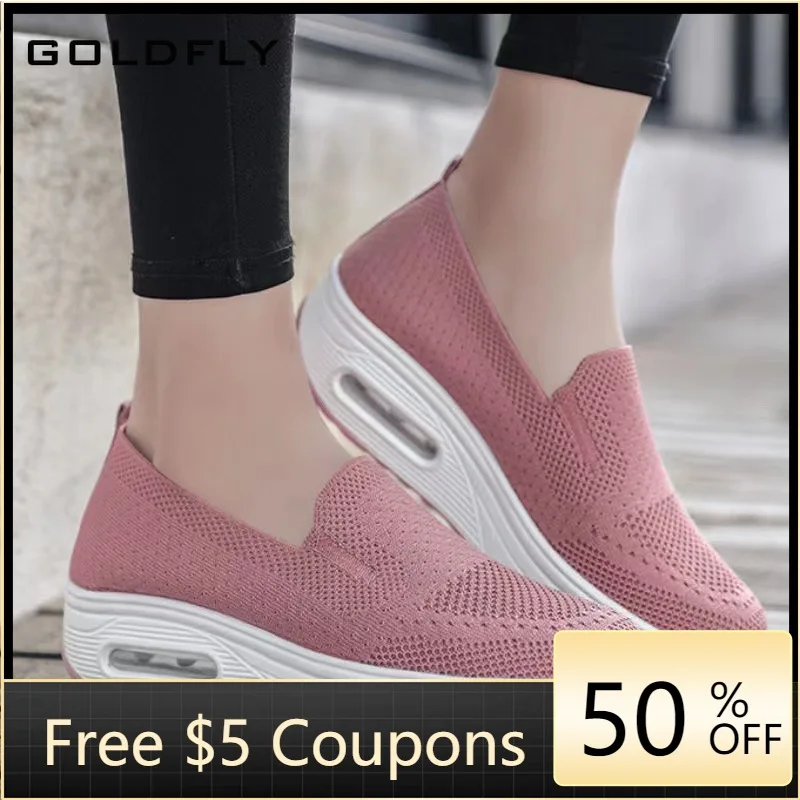 

Кроссовки GOLDFLY женские, удобная дышащая повседневная обувь для бега, на толстой подошве, качающиеся, 2022