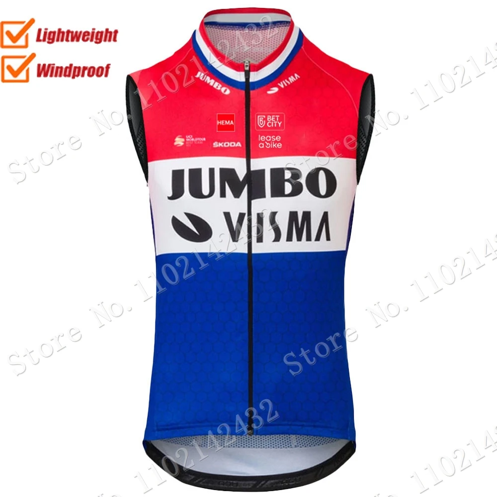 Жилет для велоспорта Jumbo Visma 2023 ветрозащитный легкий жилет команды TDF Джерси