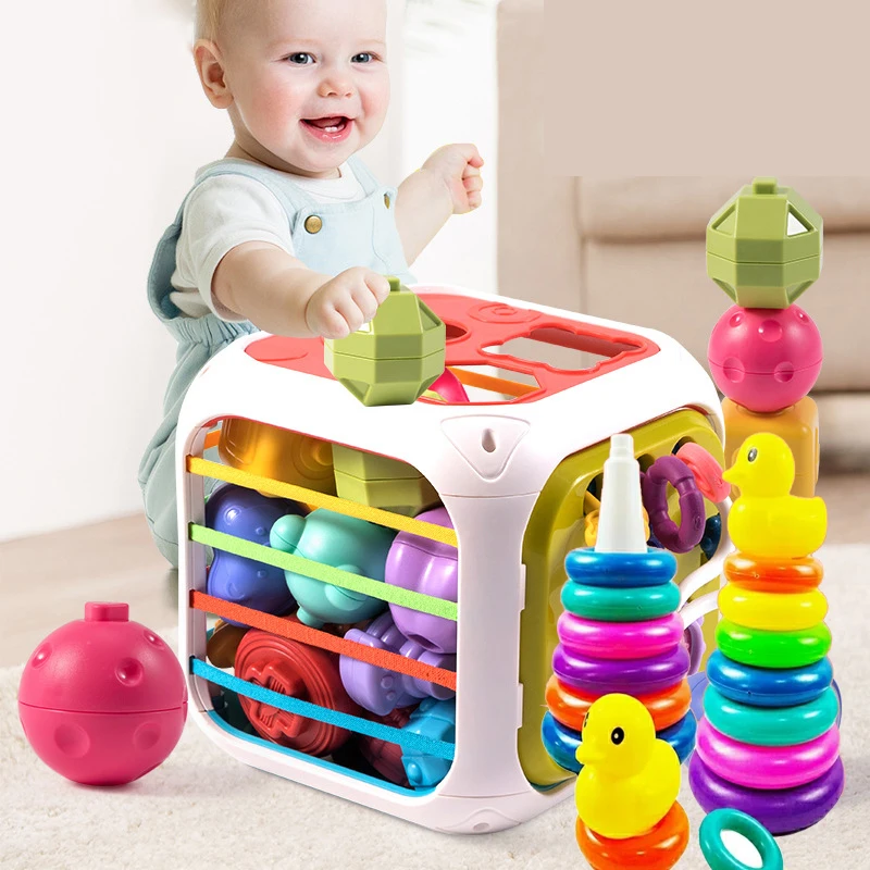 Baby Montessori Toy 2 Years Shape Sorter Toy Sensory Sorting Toys Motor Training Games Kids Educational Toys For Baby 1 2 Years