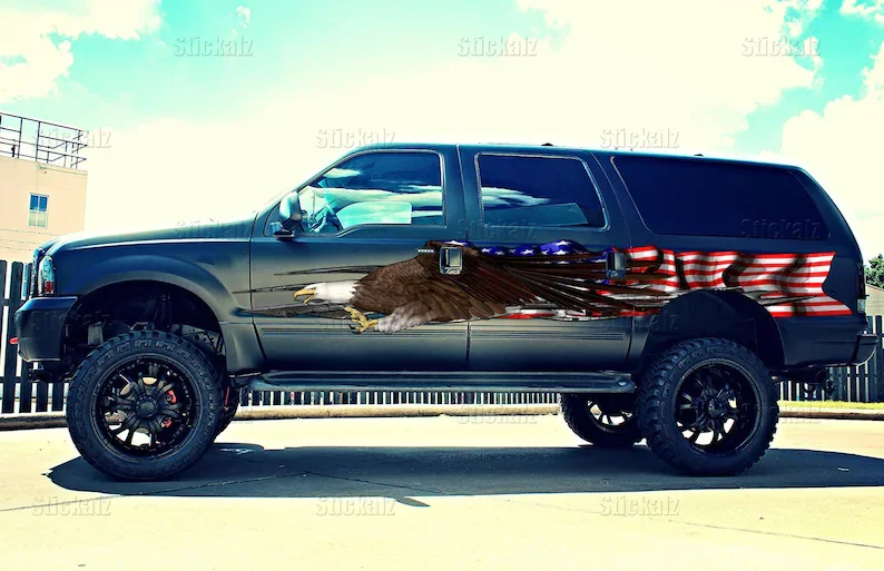 

Боковые наклейки с изображением толстого Орла для грузовика, флаг США, Виниловая наклейка с изображением орла, Американская гордость, накле...
