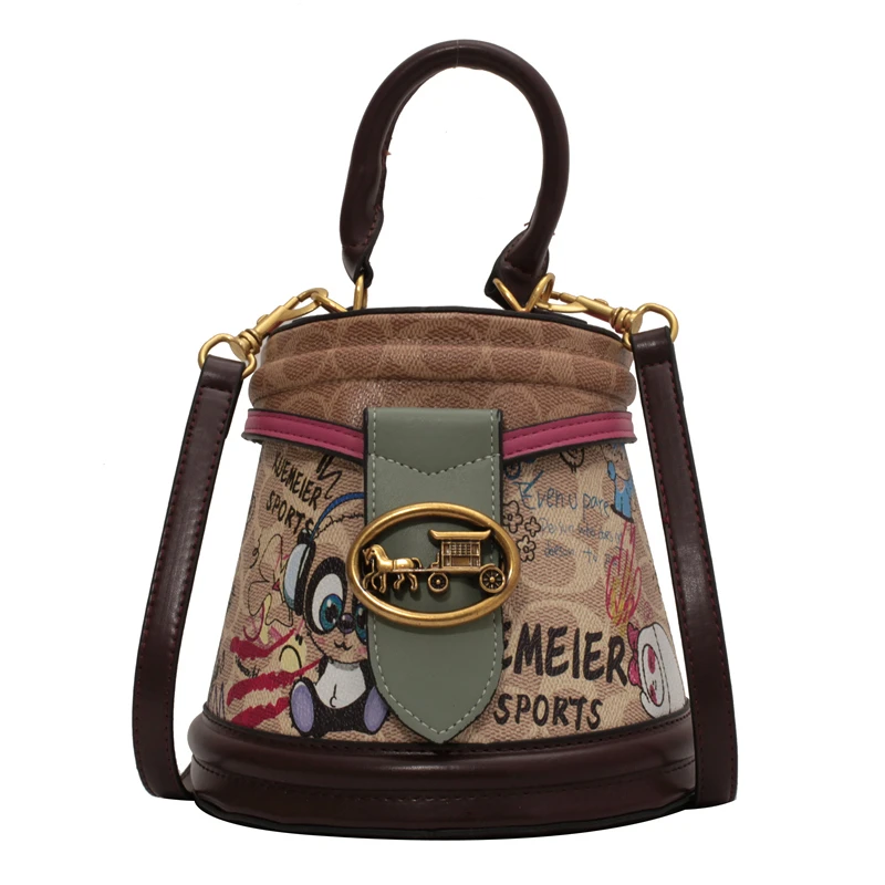 

2022 Brand Graffiti Horseshoe Bags for Women High Quality Leather Shoulder Bag Luxury Purses and Handbags Designer Crossbody Bag