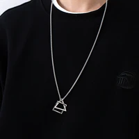 fashion simple pendant necklace for men women stainless steel geometric interlocking chain choker male jewelry accessories gifts
