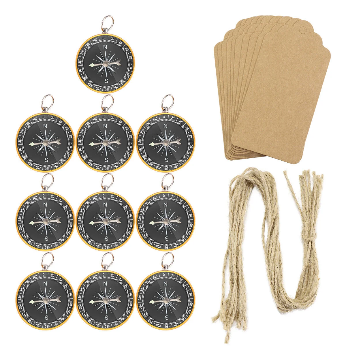 

10PCS Compass Party Favors for Guests, Compass Party Pendant Portable Pocket Compass with Kraft Tags Wedding Party Decoration