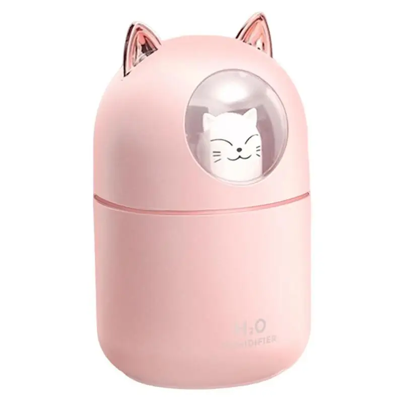 

Mini Humidifier 300ML Cat Shape Aroma Diffusers For Essential Oils Rechargeable Air Humidifier With Night Light Self-Care