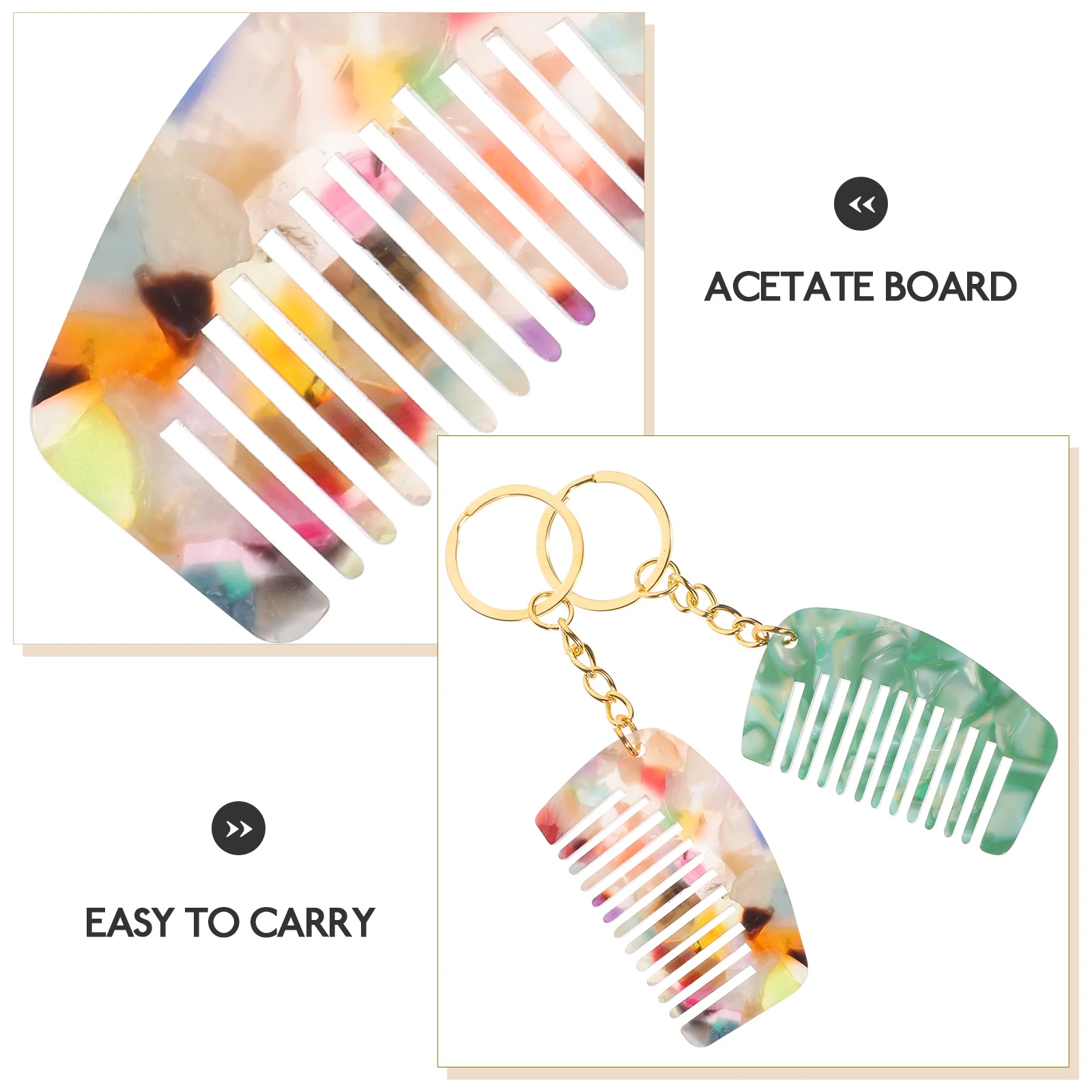 2 шт. портативная расческа брелки дорожная карманная с широкими зубьями