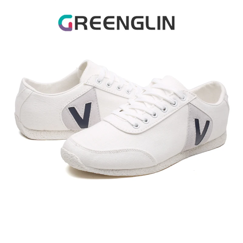 GREENGLIN Breathable Canvas Shoes Explosive Casual Men's Shoes Four Seasons Thin Version Soft Sole Small White Shoes