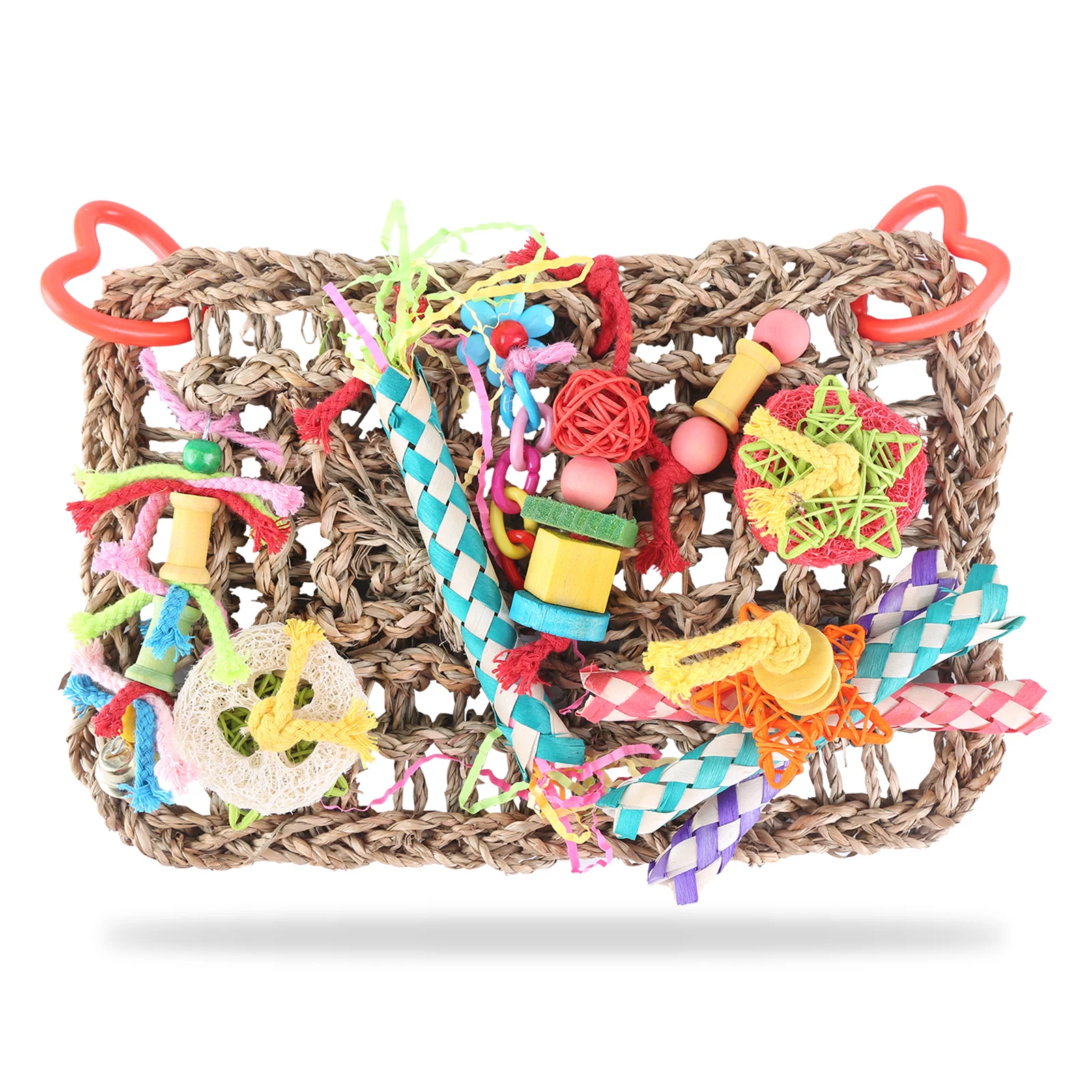 

Parrot Woven Climbing Net Funny Bite Toy With Colorful Chewing Parts For Lovebirds Finch Parakeets Conure Cockatiel