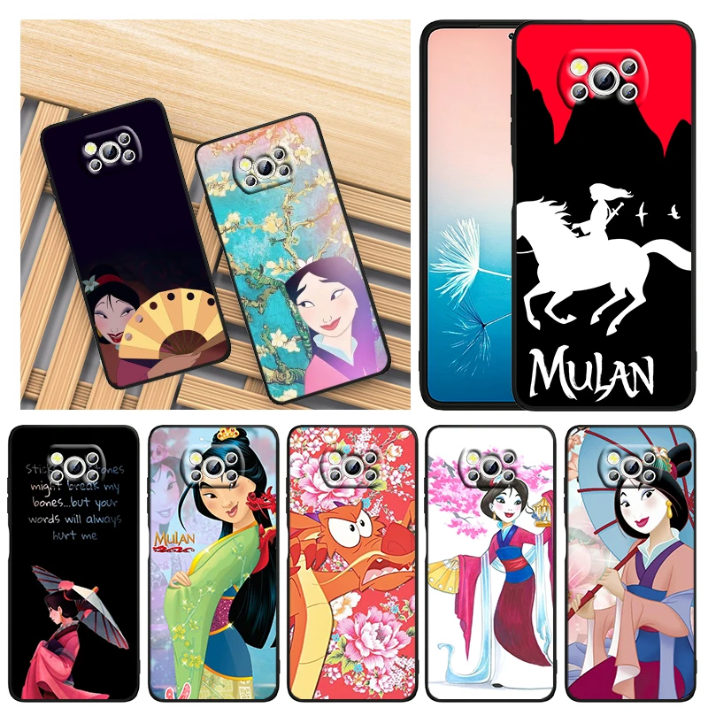 

Disney Princess Mulan Phone Case For Xiaomi Mi Poco X4 X3 NFC F4 F3 GT M5 M5s M4 M3 Pro C40 C3 5G Funda Black Cover