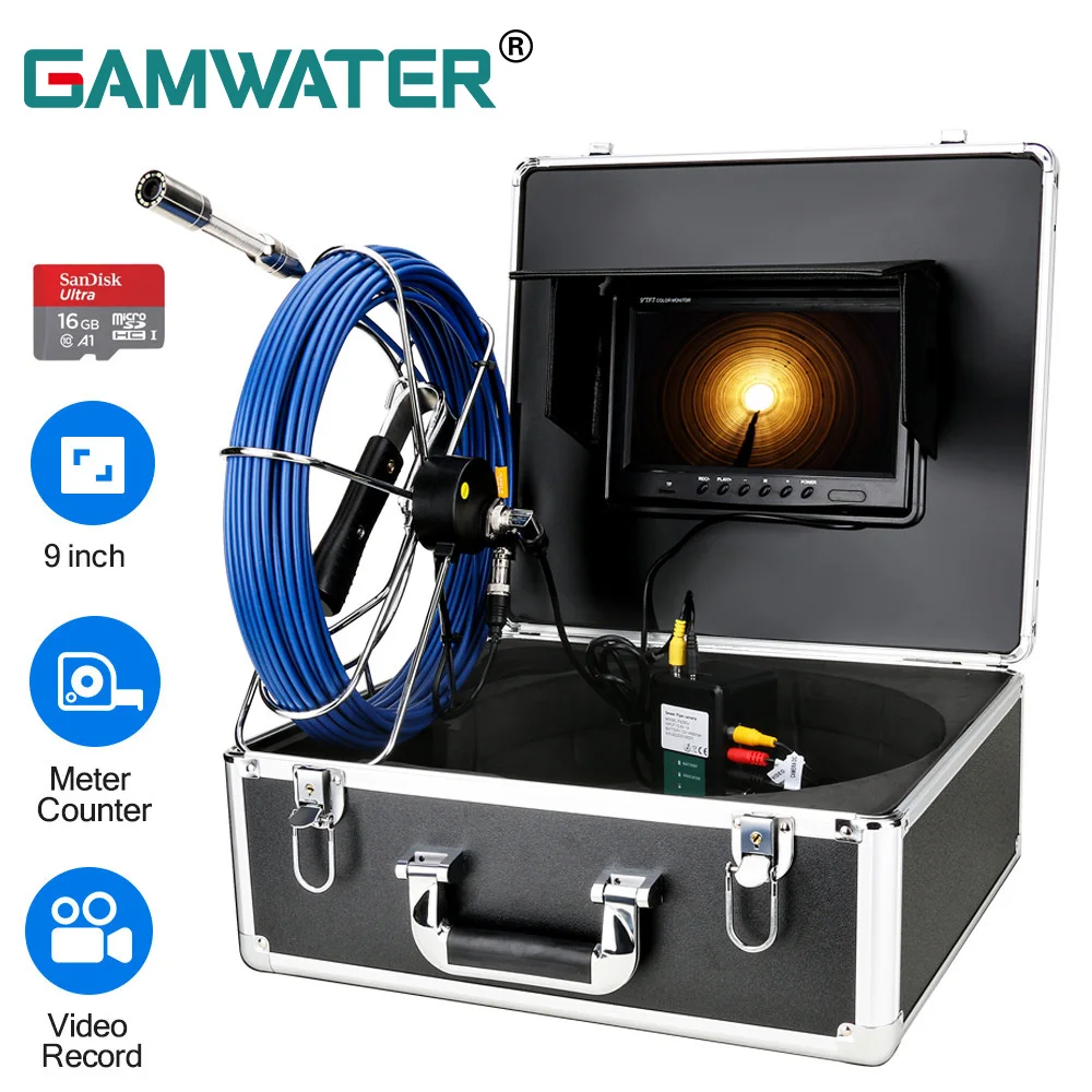 

Sewer Pipe Inspection Camera 20M Cable with Meter Counter ,Drain Sewer Pipeline Industrial Endoscope DVR Video Recording