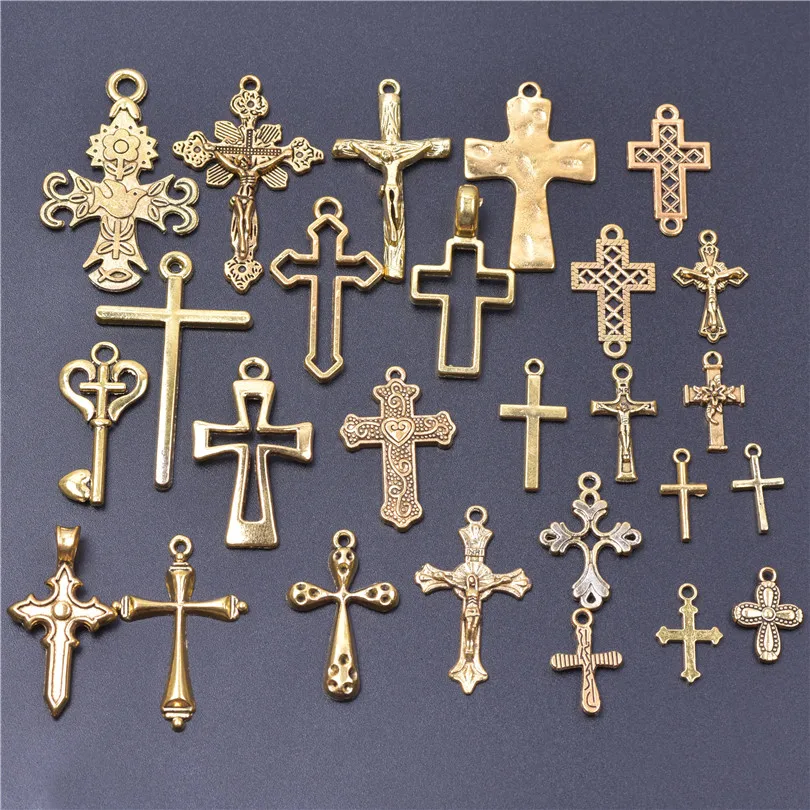 

Golden Alloy Mixed Cross Charm Pendant Accessories Jewelry DIY Making Earrings Necklace Metal Materials Bulk Wholesale