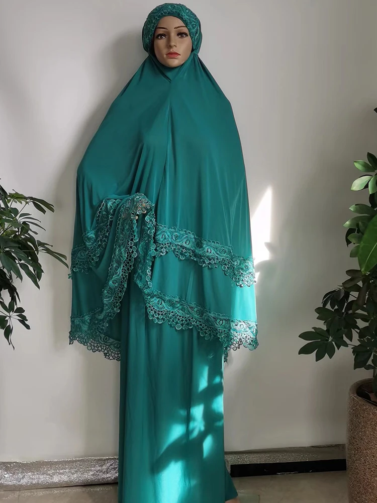 Two Piece Set Prayer Garment Dress Muslim Women Abaya Jilbab Hijab Long Khimar Musulman Ramadan Skirt Sets Islamic Clothes Niqab