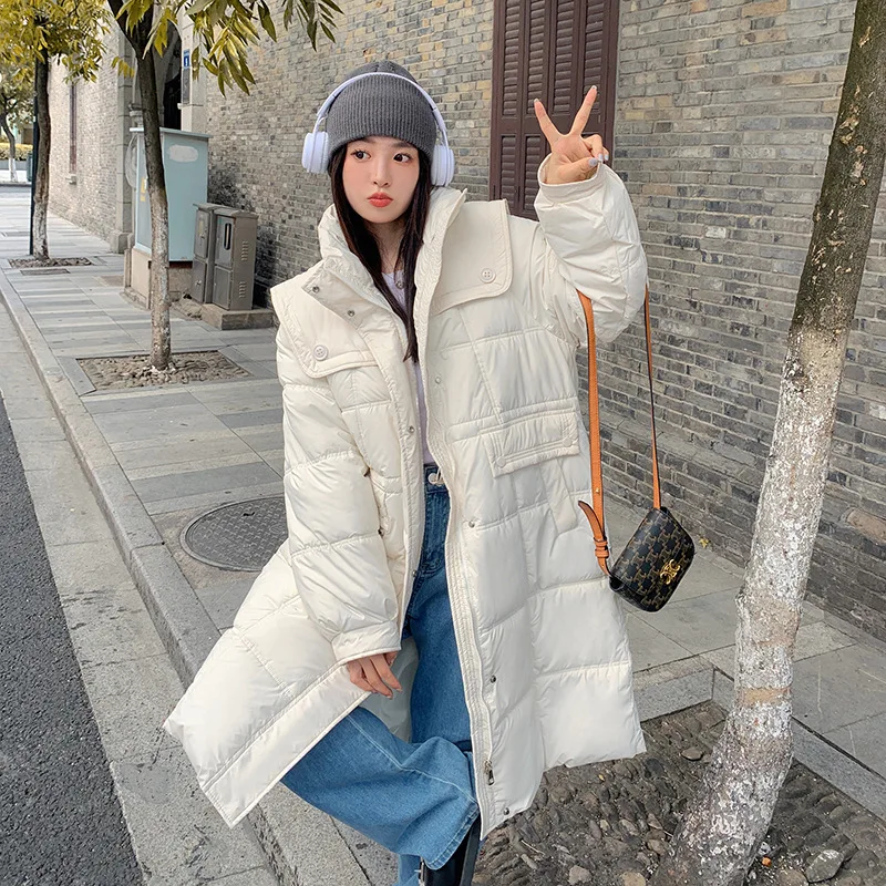 New Winter Down Cotton Jacket for Women Long Fashion Casual Slim Thickened Warm Cotton Jacket Coat Long Sleeve Woman Clothes