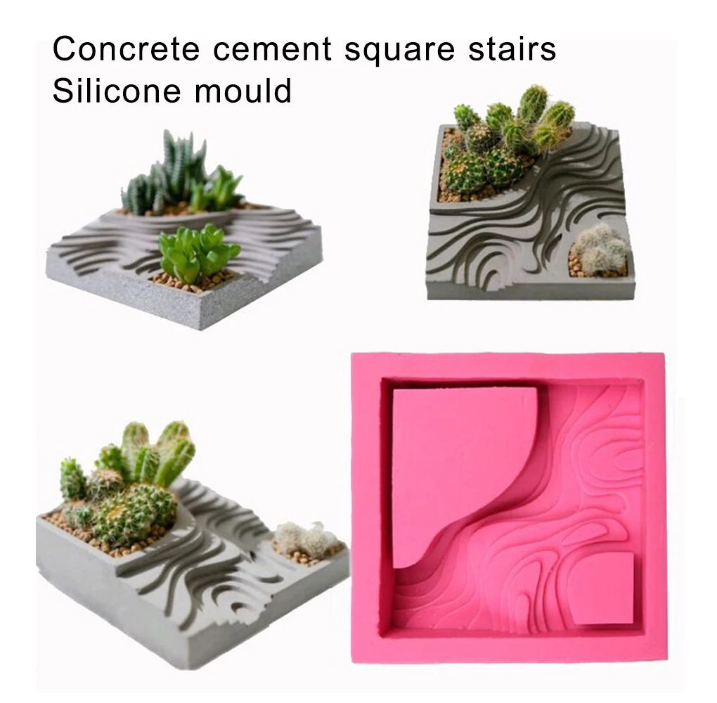 

Silicone Mold Flower Pot Concrete Terraced Decor Molds Nonstick Decorative Mould Cakes Desserts Fondant Kitchen