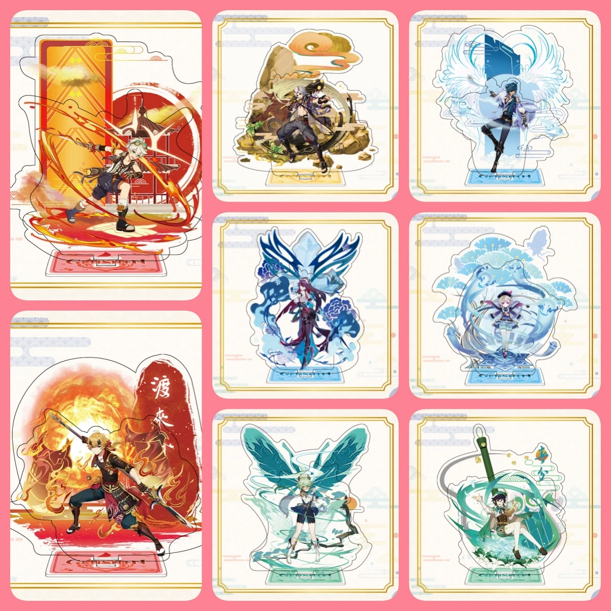 

Game Anime Genshin Impact Double Plug Charms Figures Acrylic Stand Character Model Keychain Friend Gift Tabletop Decoration