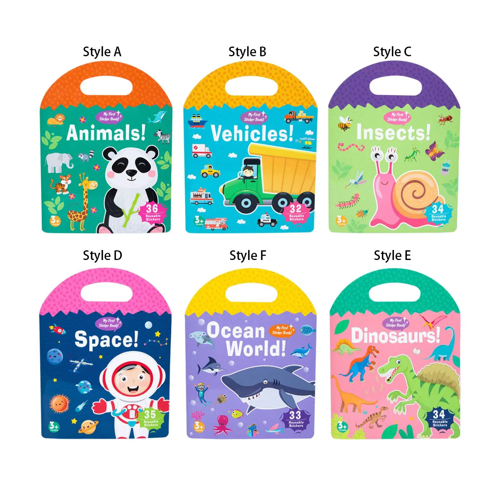 

Reusable Sticker Books Preschool Education Learning Toys Activity Book Removable Toddlers Sticker Books for Road Trips Travel