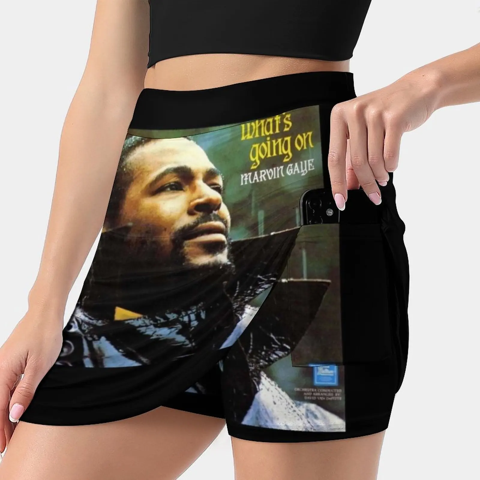 

Юбка женская трапециевидная с карманами, винтажная с принтом, с карманами, в стиле Марвин Gaye, летняя одежда