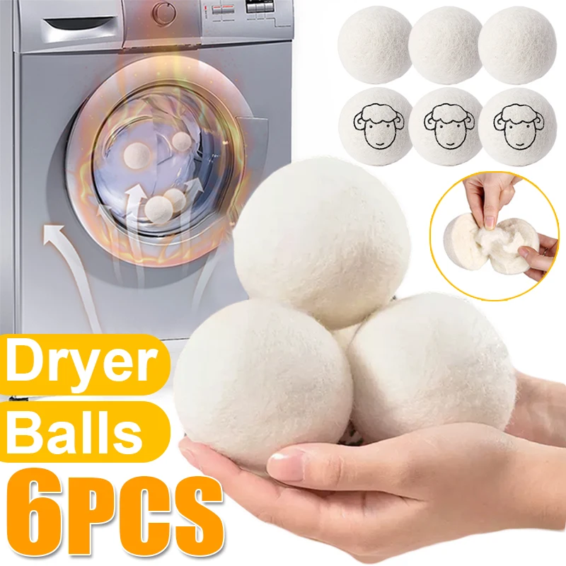 

Reusable Laundry Washing Drying Ball 6pcs Fleece Dryer Wool Clothes Home Softener Machine 3/4/5/6/7cm Accessories Washing Balls