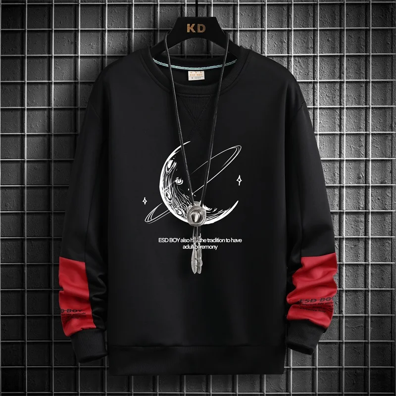 

New Mens 2023 Spring Autumn Long Sleeve Hoodies Casual O-Neck Sweatshirts Hip Hop Youth Harajuku Pullover Strretwear Top Clothes