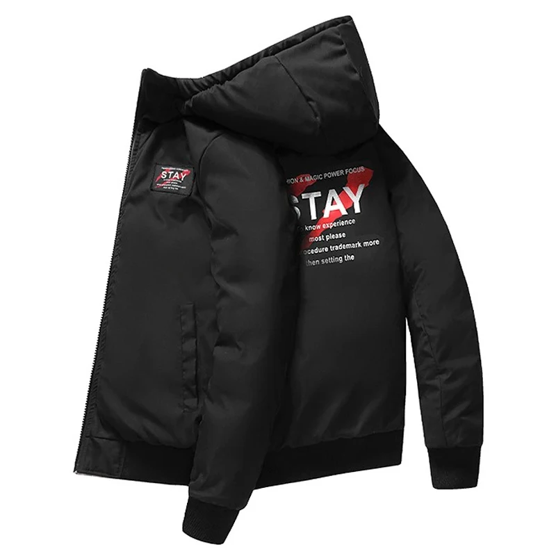 Пуховик мужской с капюшоном Повседневная теплая парка зимнее пальто на белом