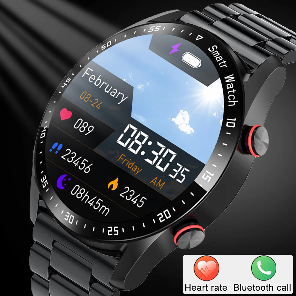 

Смарт-часы мужские с поддержкой Bluetooth, ЭКГ + ППГ