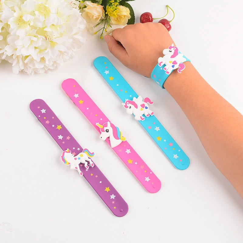 Color Stars Printing Unicorn Wristband Flexible Wrap Slap Bracelet Kids Girl Children Beautiful Enfant Bangle Party Gift Favors images - 6