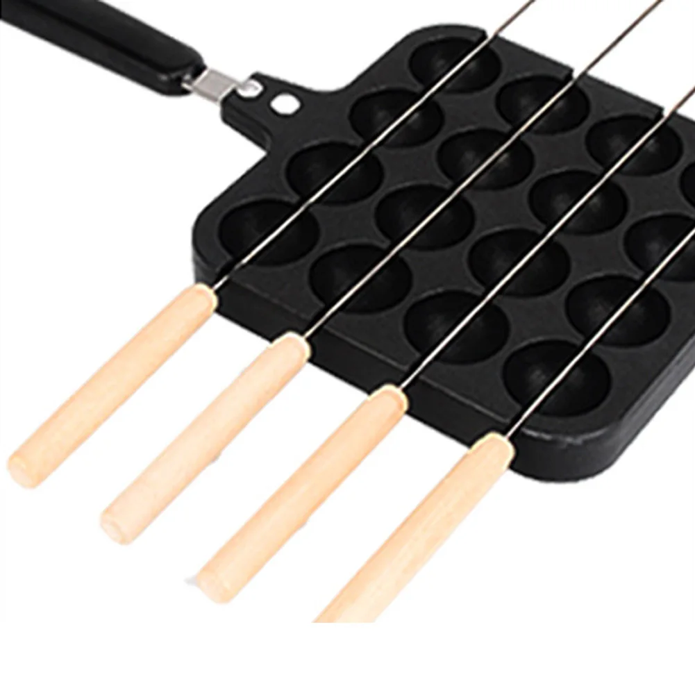 

16 Holes With Baking Needles Home Ergonomic Takoyaki Pan Non Stick Cast Aluminum Grill Kitchenware Restaurant BBQ Plate