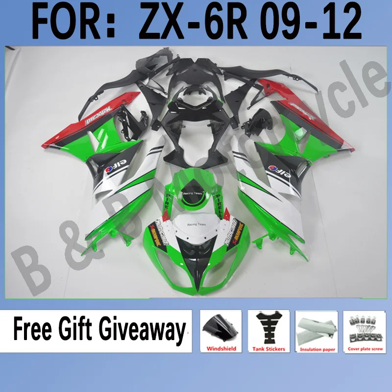 

New ABS Motorcycle Whole Fairings Kit Fit for Kawasaki Ninja ZX-6R ZX6R 09 10 11 12 636 2009 2010 2011 2012 Fairings Green White