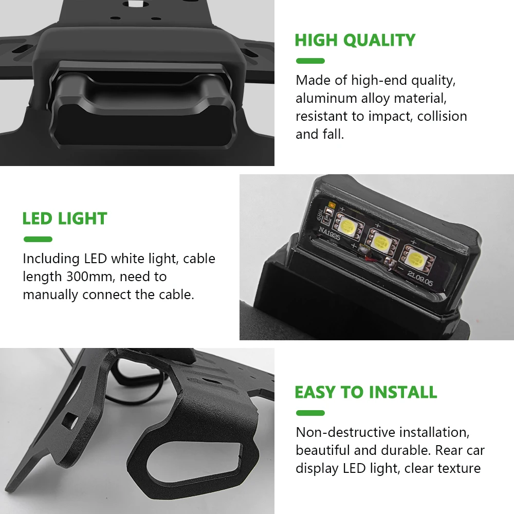 For Motorcycle Accessories Rear Short Tail License Plate Frame With LED Light Holder zx6r ZX-6R ZX6R 2024
