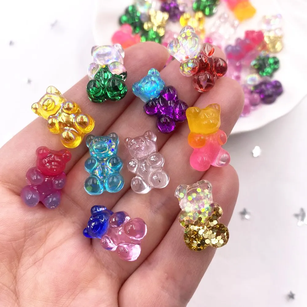 20 шт. цветной яркий блестящий порошок 3D Желейный цвет стразы для дизайна ногтей полимерные кристаллы с плоской задней стороной медведь Скрапбукинг DIY Декор ремесла