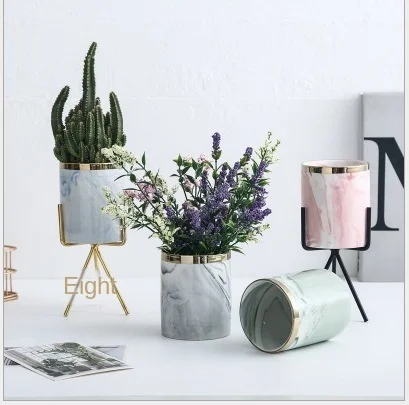 

Ins simple succulent plant potted net red Nordic marble round square cement flowerpot