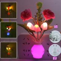 led mushroom night indoor wall light us eu plug romantic colorful bulb bedside atomsphere lamp home illumination decoration