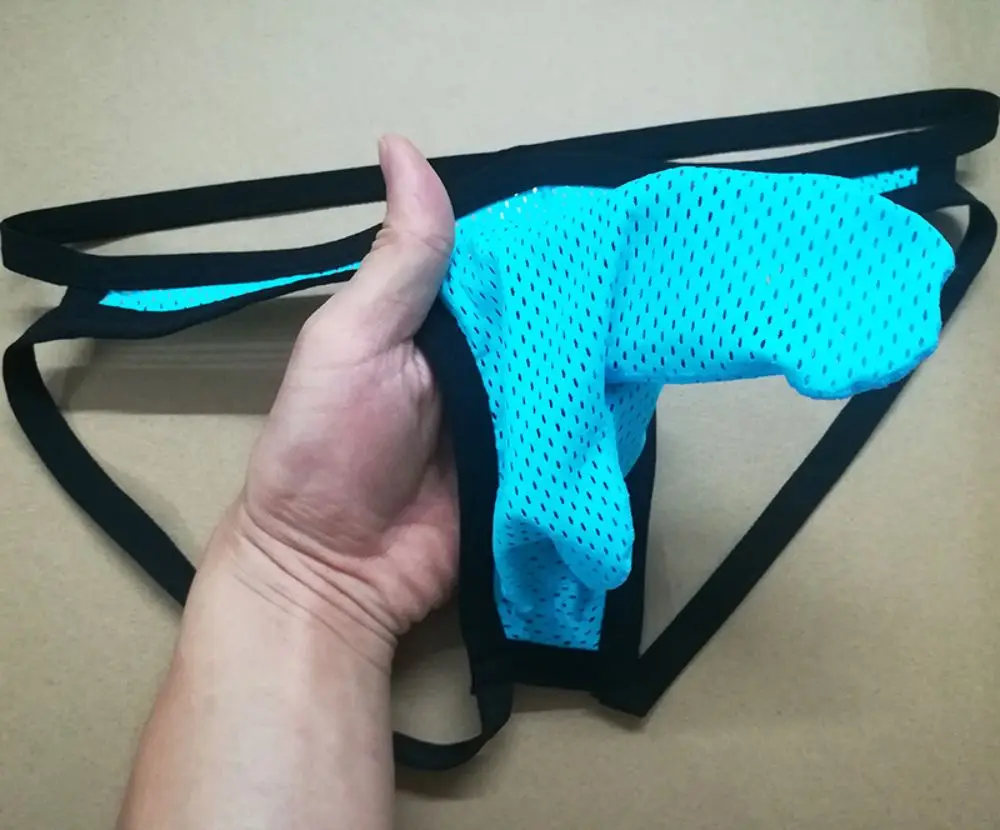 

Men Elephant Nose Underwear Thong Trunks Ice Mesh Meshdiamond Briefs Open Air Pp Men'S Double Breasted Split Sexy Underwear