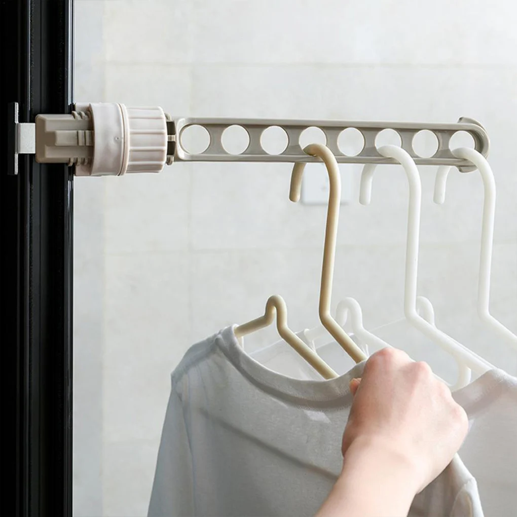 

8 Holes Balcony Clothes Drying Hanging Stand Rod Rack Portable Window for Outdoor Travel Camping