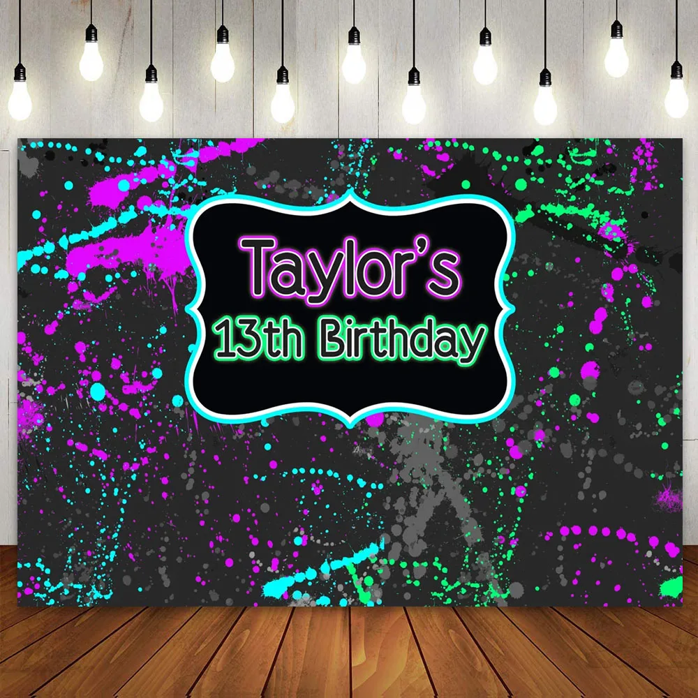 Неоновые светящиеся фотообои с именем на заказ фотография 13-й день рождения