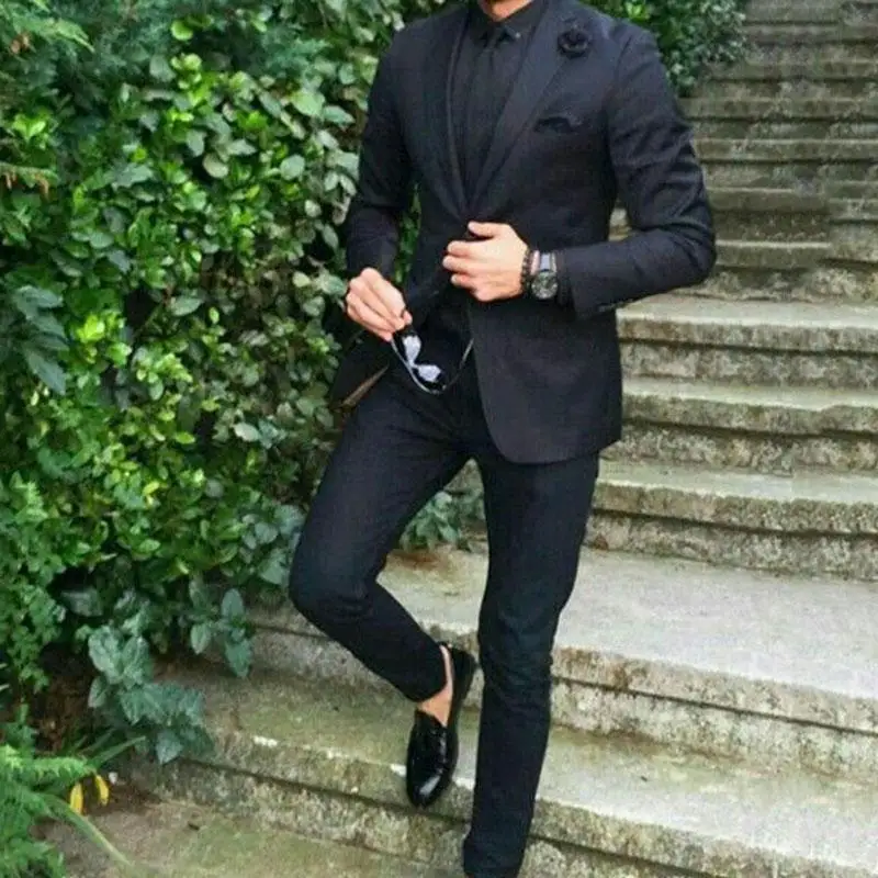 

2022 Black Custom Groom Tuxedo Men Suits for Wedding Suits Best Man Business Blazer Slim Fit Jacket Prom Party Terno Masculino