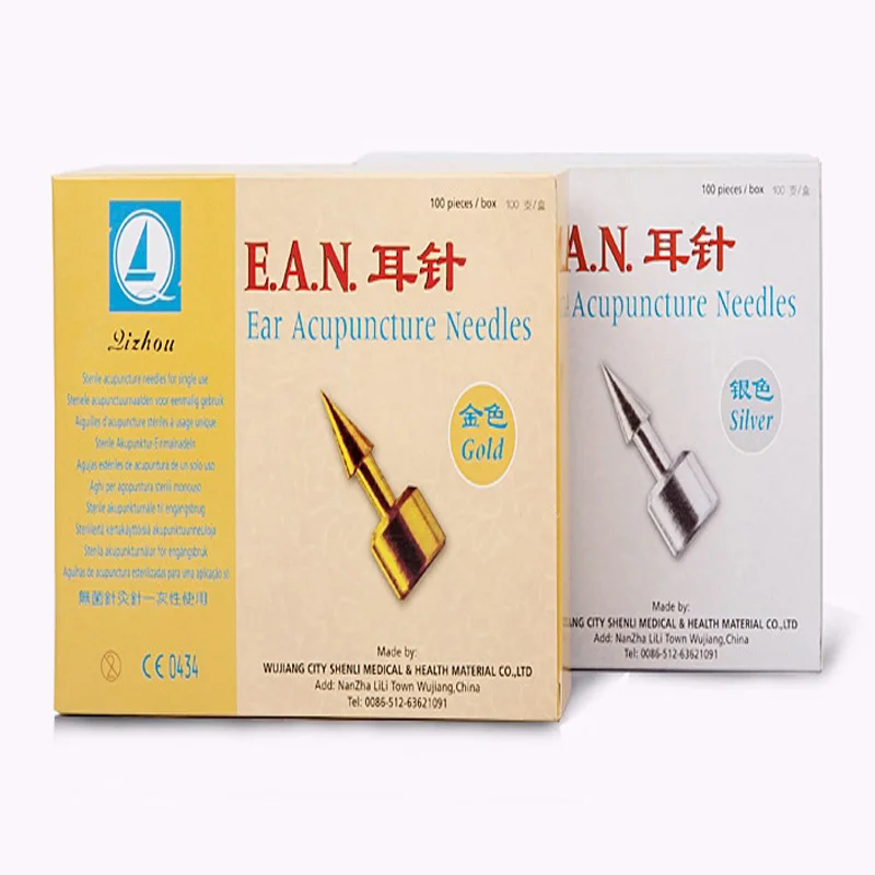

100Pcs/Box Sterile Acupunture Needle For Single Use Acupuncture Needle Ear Acupuncture Needles Gold Silver Color Ear Needle